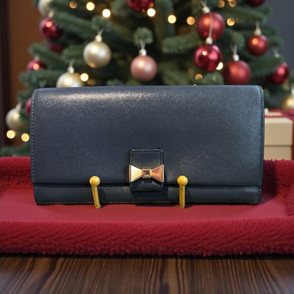 Chloe Navy Leather Long Wallet - Picture 1 of 7